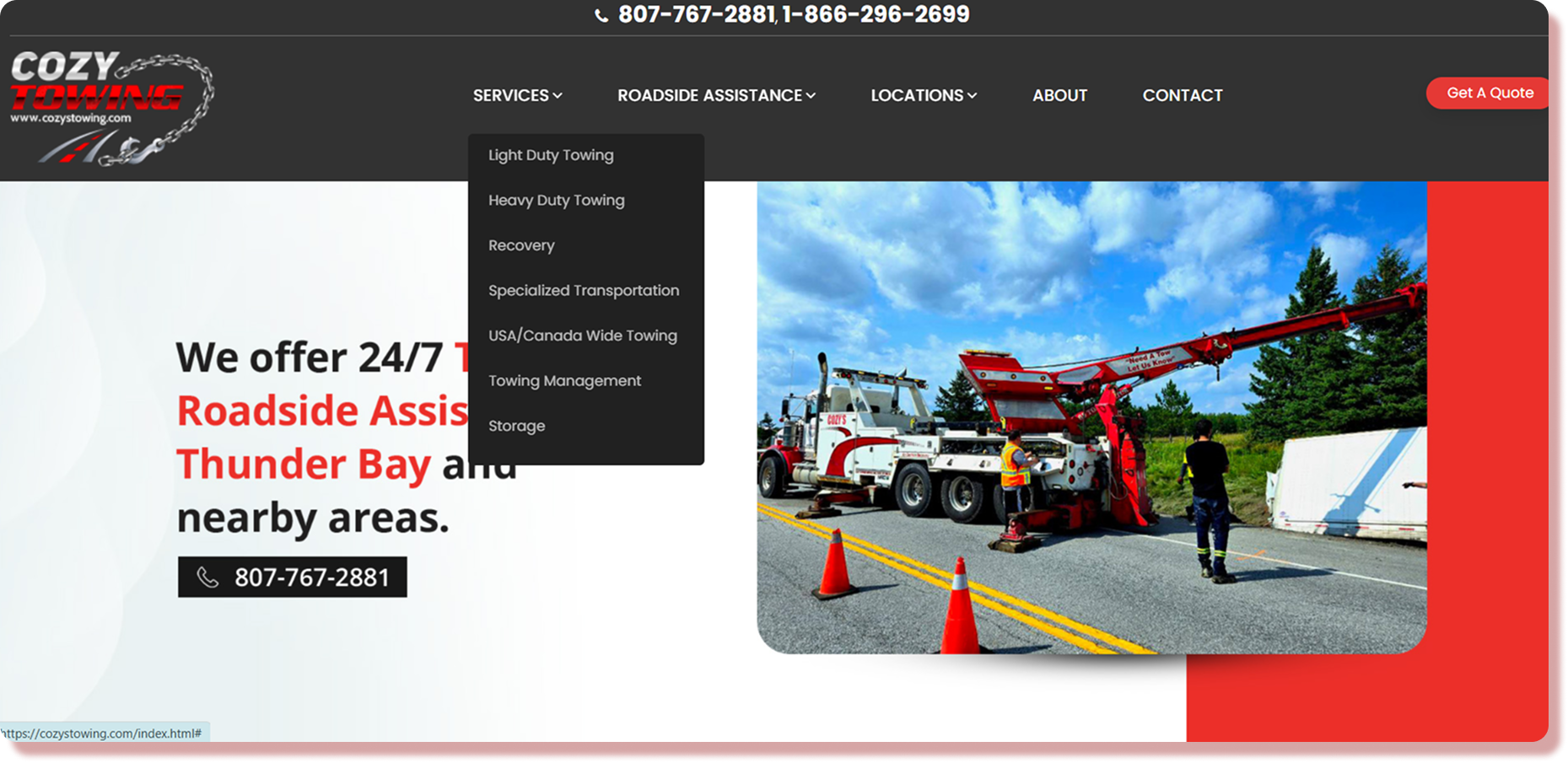 Cozy Towing - Services Page